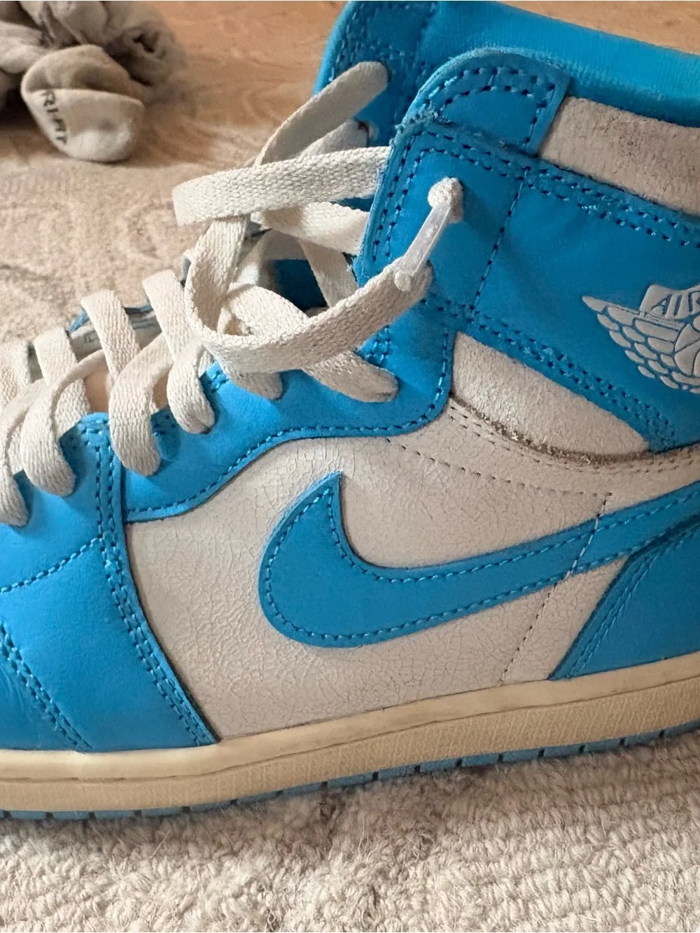 Jordan High-Top Sneakers in Bright Blue and White
